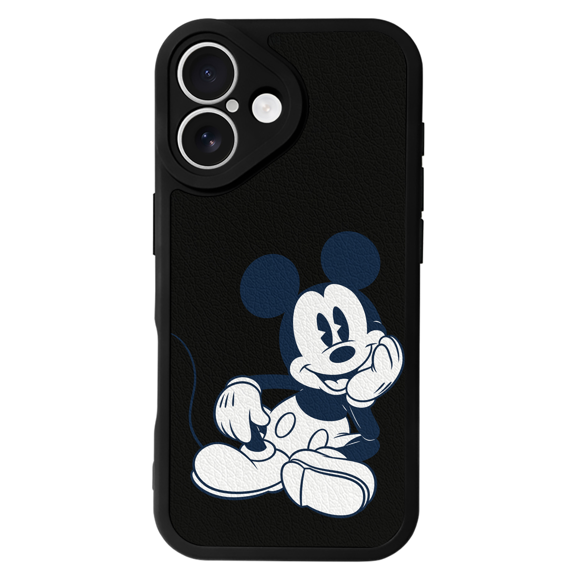 （画像用） ミッキーマウス Mickey Mouse 【iPhone 16シリーズ対応】シリコンスマホケース（レザー調） 材質：シリコン